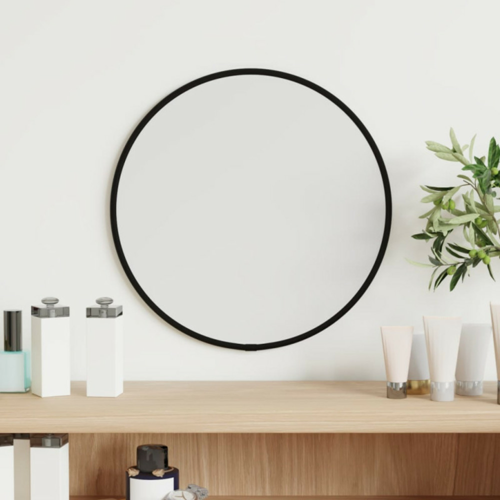 Miroir mural noir ø 30 cm rond