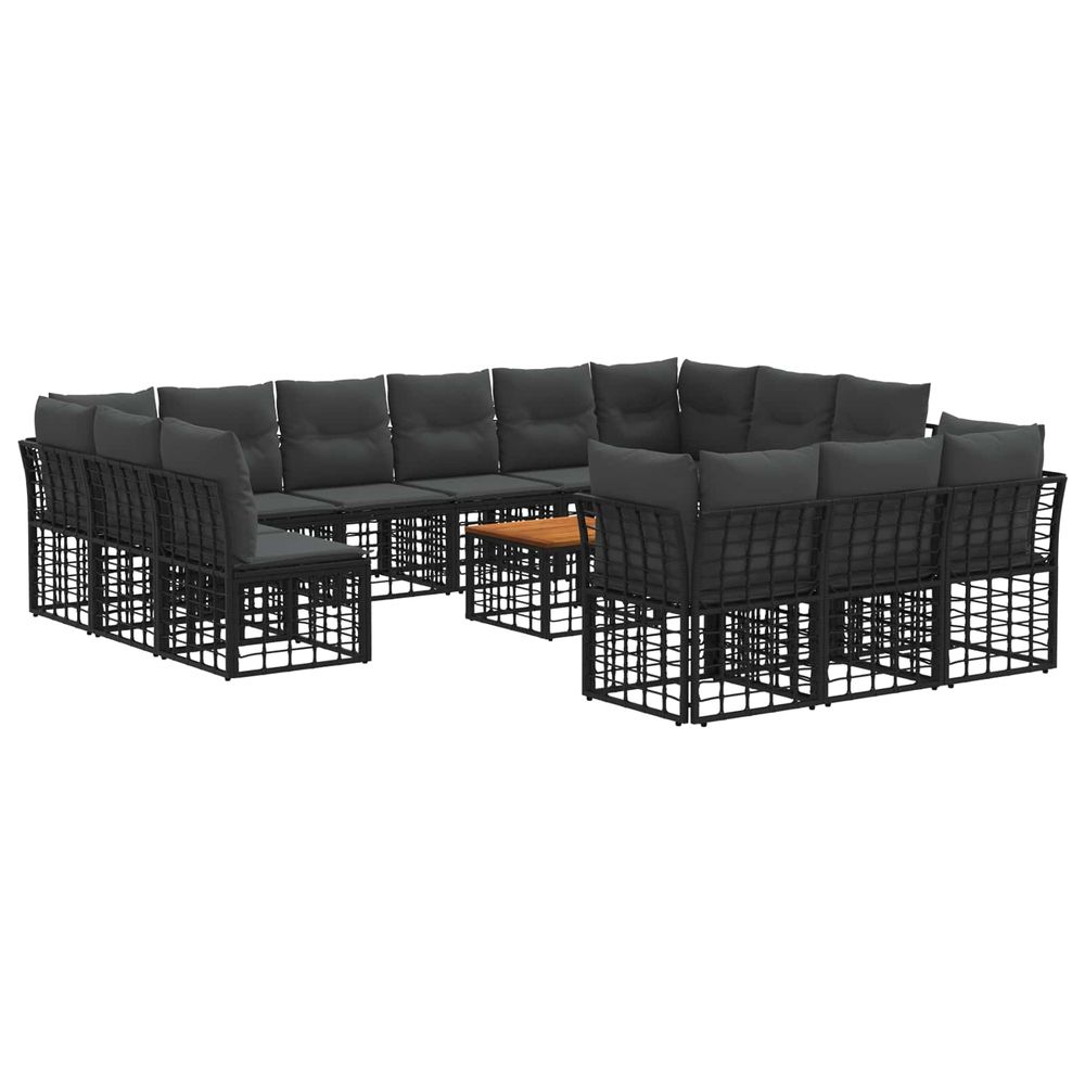 Ensemble de canapés d'extérieur 14 pc noir et gris foncé