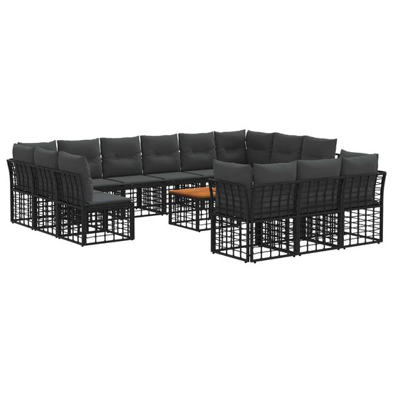 Ensemble de canapés d'extérieur 14 pc noir et gris foncé