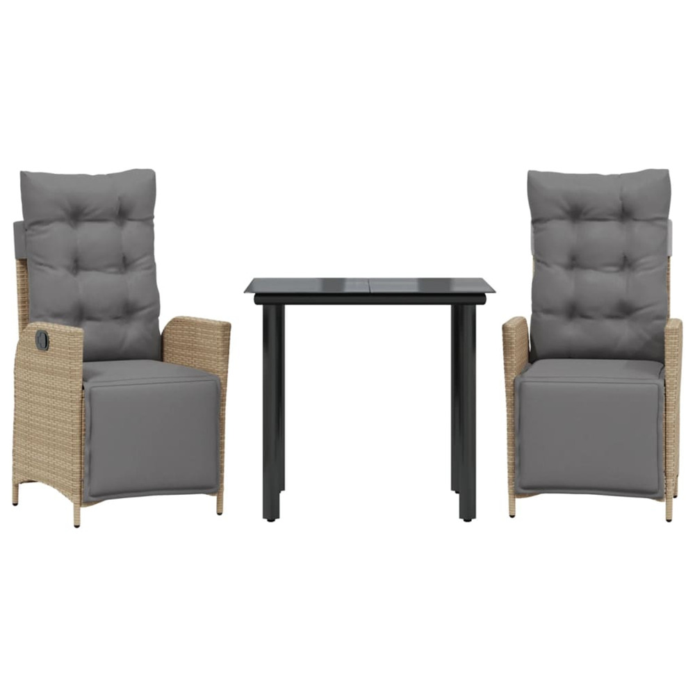 Ensemble à manger de jardin et coussins 3 pcs mélange beige