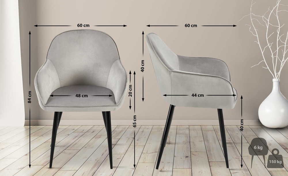 Chaise de salle à manger en velours boise