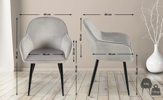 Chaise de salle à manger en velours boise