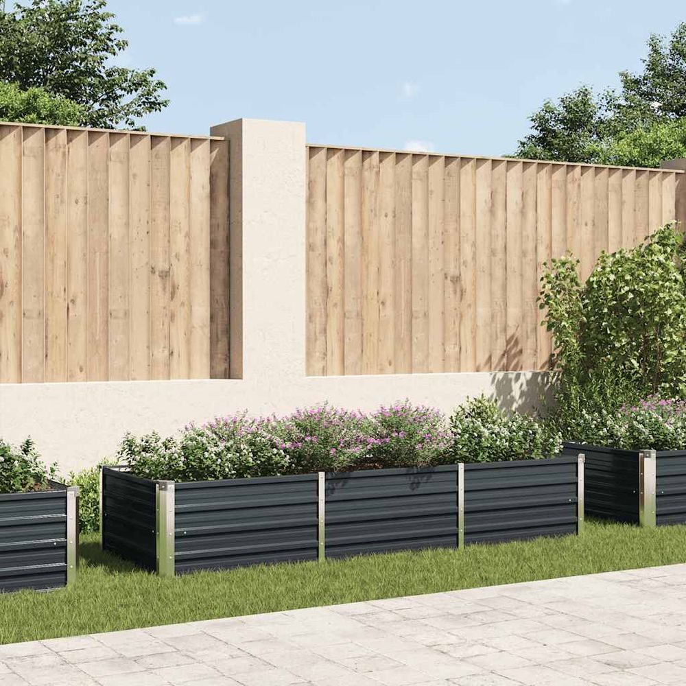 Jardinière rectangulaire acier galvanisé grand format anthracite 240x80x45 cm