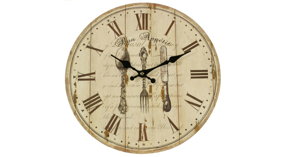 Horloge ancienne murale bon appétit 34cm - bois - blanc