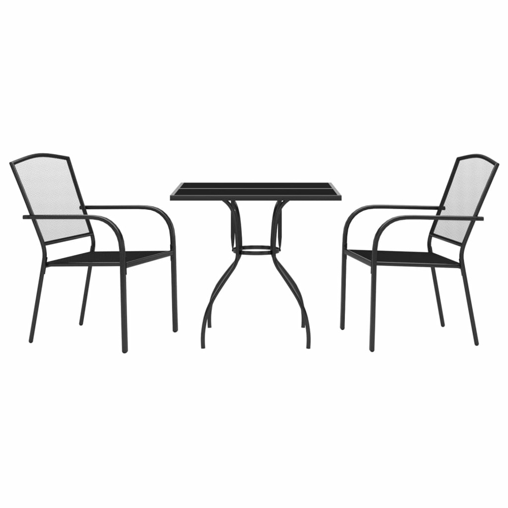 Ensemble de salle à manger de jardin meuble extérieur 3 pièces anthracite acier