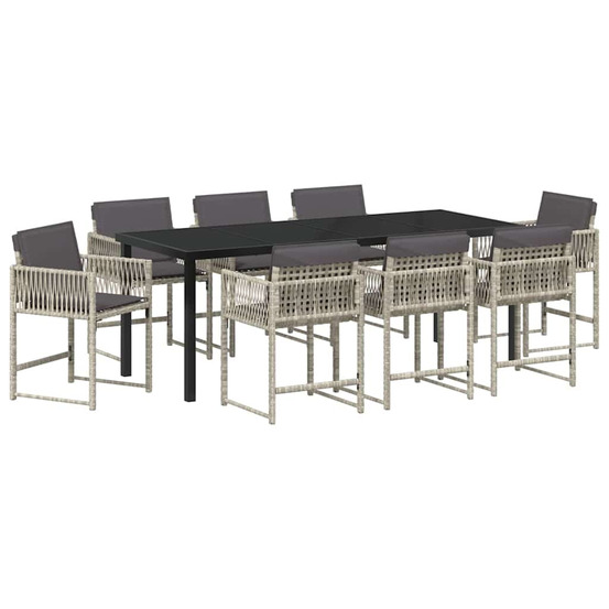 Ensemble de salle à manger pour jardin 9 pcs gris clair