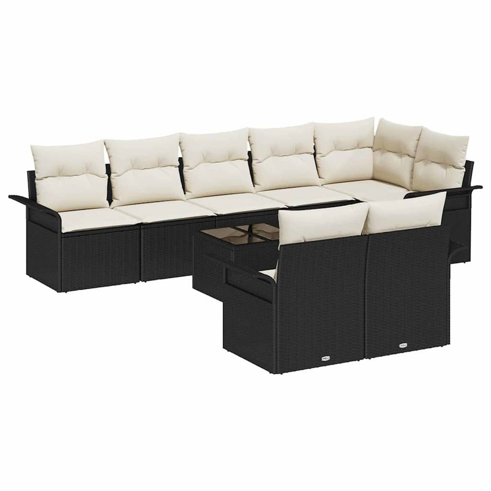 Ensemble de canapé de jardin 9 pc noir polyrotin