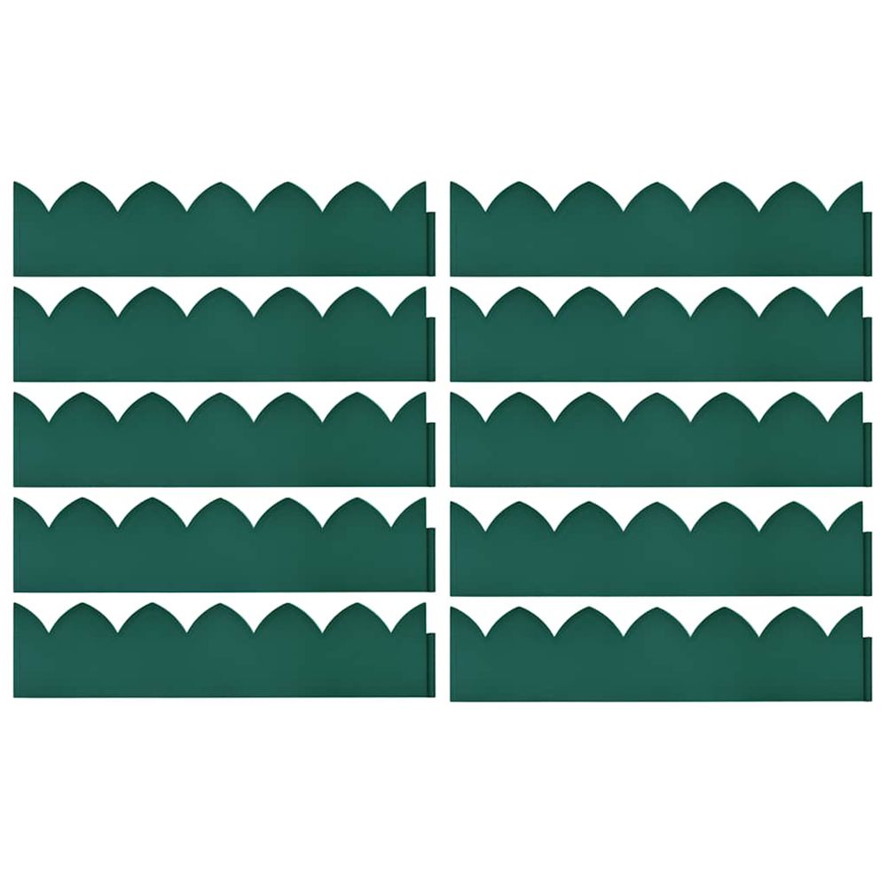 Bordures de jardin 10 pcs vert 65x15 cm pp