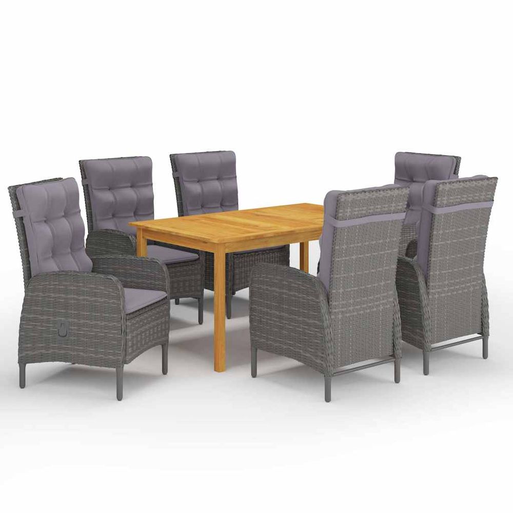 Ensemble à manger de jardin 7 pcs gris