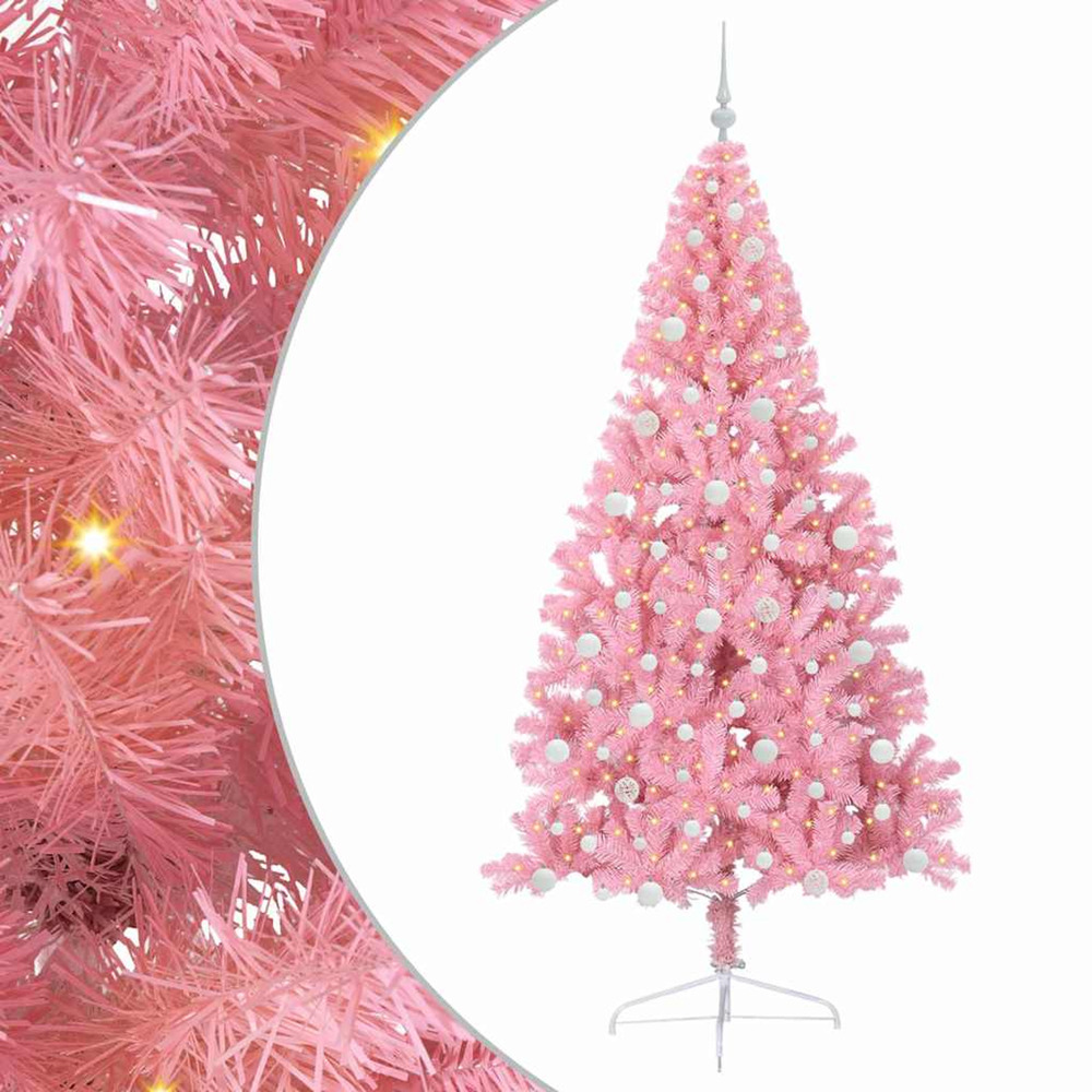 Sapin de noël artificiel pré-éclairé rose 240 cm pvc