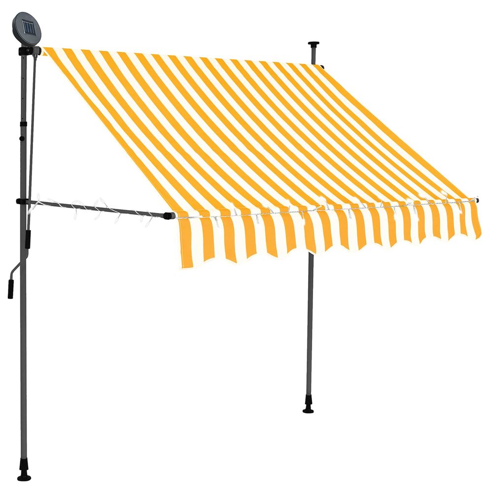 Auvent manuel rétractable avec led 150 cm blanc et orange