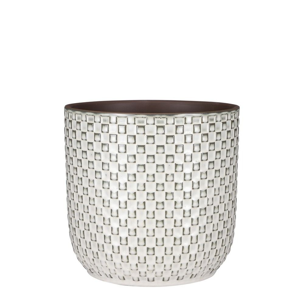 Mica decorations daan pot de fleurs - h20,5 x ø21,5 cm - blanc