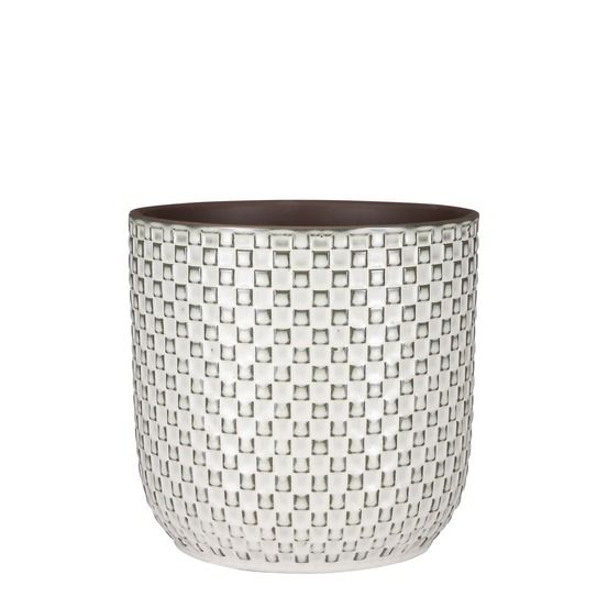 Mica decorations daan pot de fleurs - h20,5 x ø21,5 cm - blanc