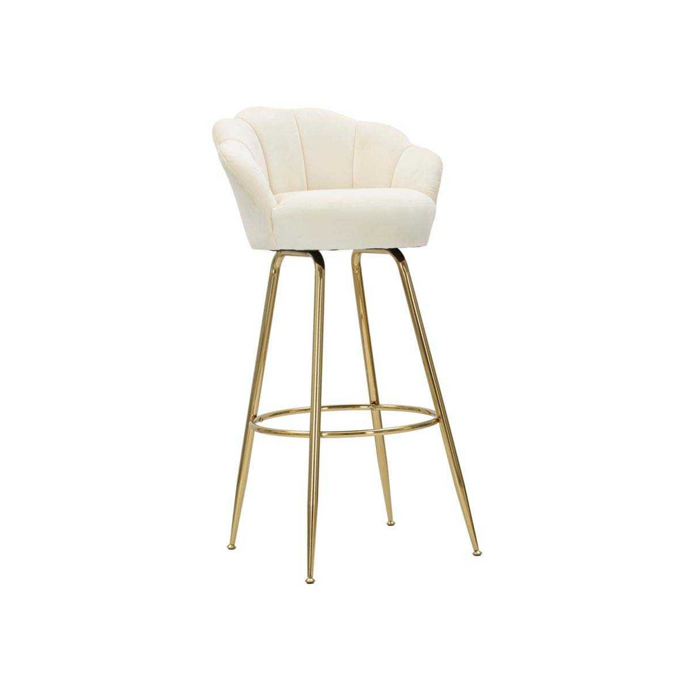 Fauteuil de bar en tissu et métal vienna crème et doré