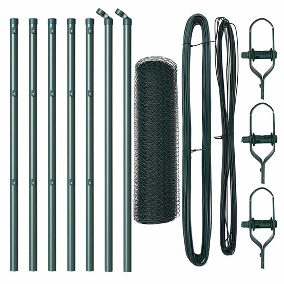 Clôture avec poteaux vert 0.8 x 10 m acier recouvert de pvc