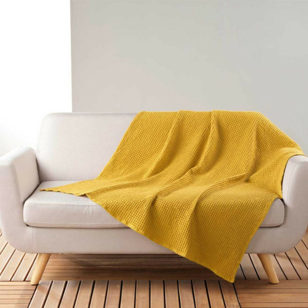 Plaid nid d'abeille uni 