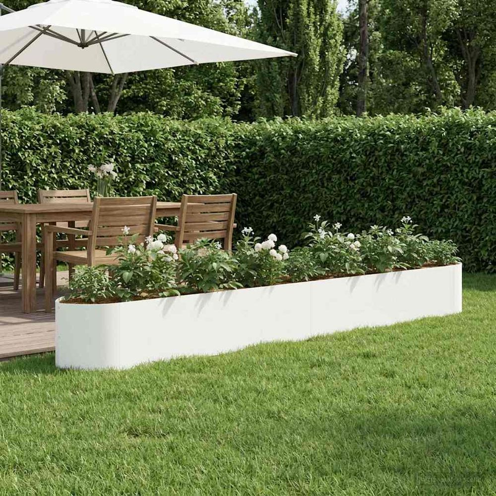 Jardin surélevé xxl acier blanc pour culture maraîchère design bateau