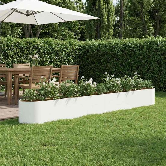 Jardin surélevé xxl acier blanc pour culture maraîchère design bateau