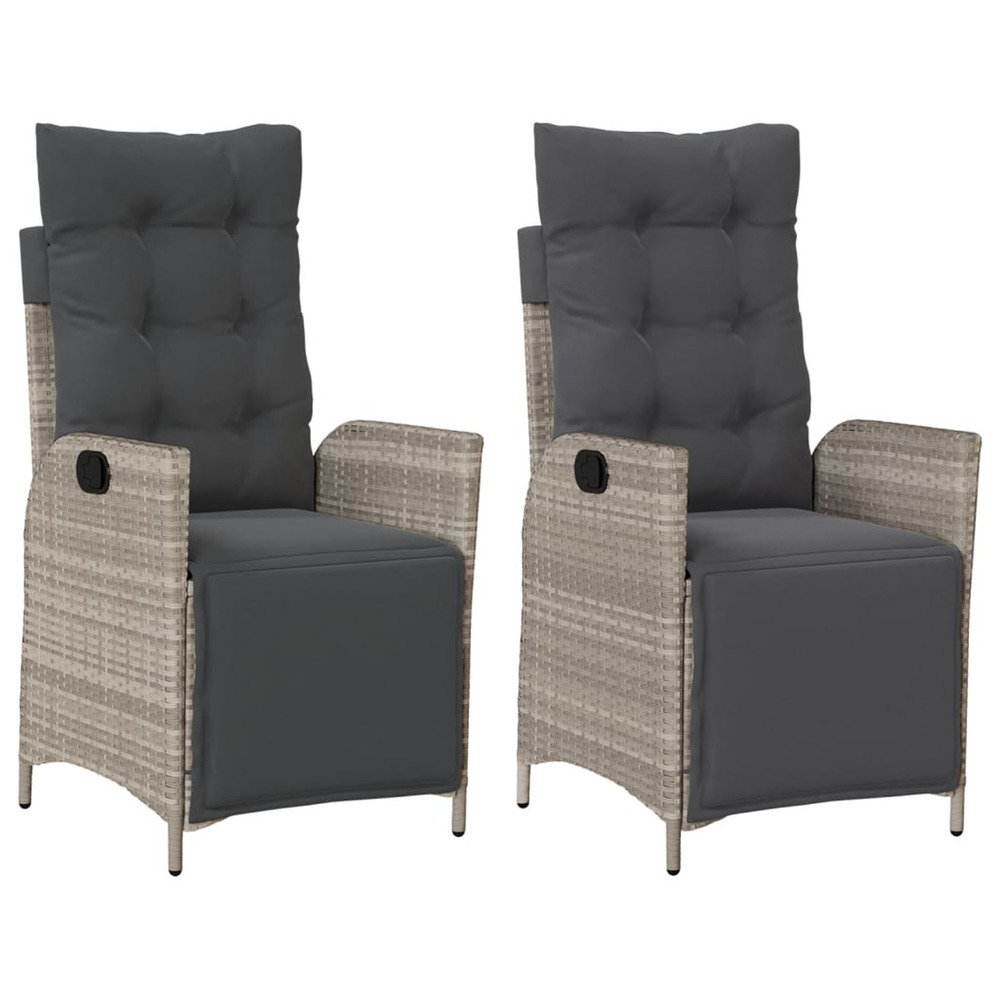 Chaises inclinables de jardin lot de 2 avec repose-pied rotin