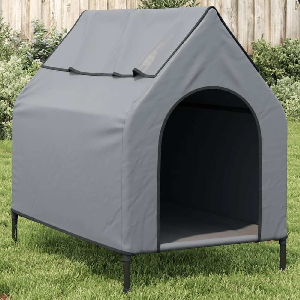 Niche pour chien gris clair tissu oxford et acier