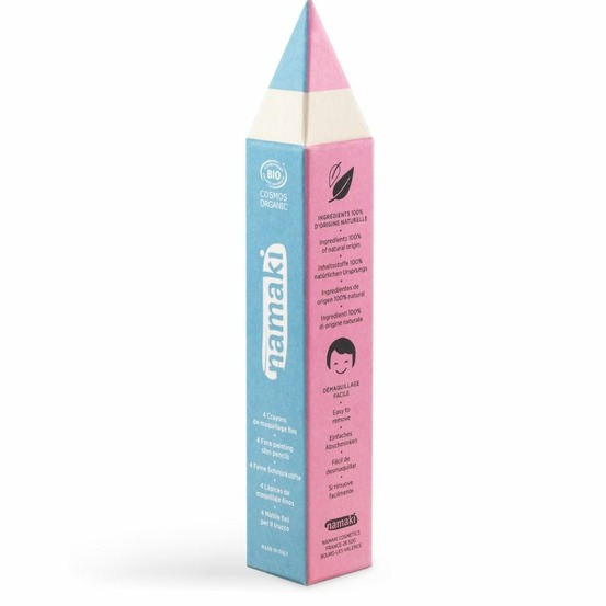 Kit 4 crayons de maquillage fins – jaune, rose, turquoise, blanc