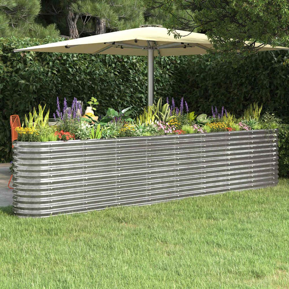 Carré potager surélevé acier galvanisé jardin argenté 332x40x68 cm