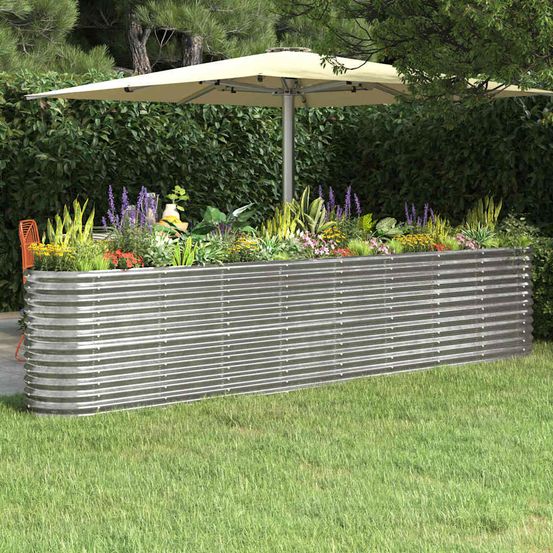 Carré potager surélevé acier galvanisé jardin argenté 332x40x68 cm