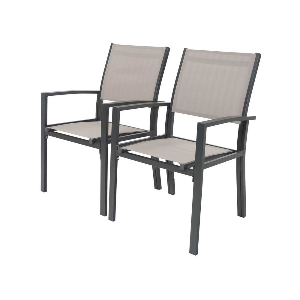 Fauteuil jardin Alu/Textilène Tropic - Phoenix - Taupe - Lot de 2