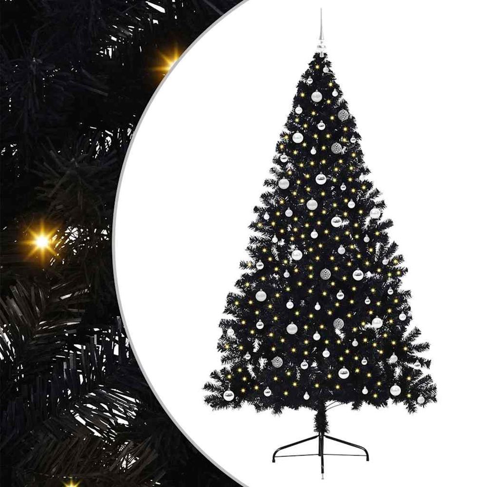 Sapin de noël artificiel pré-éclairé noir 240 cm pvc