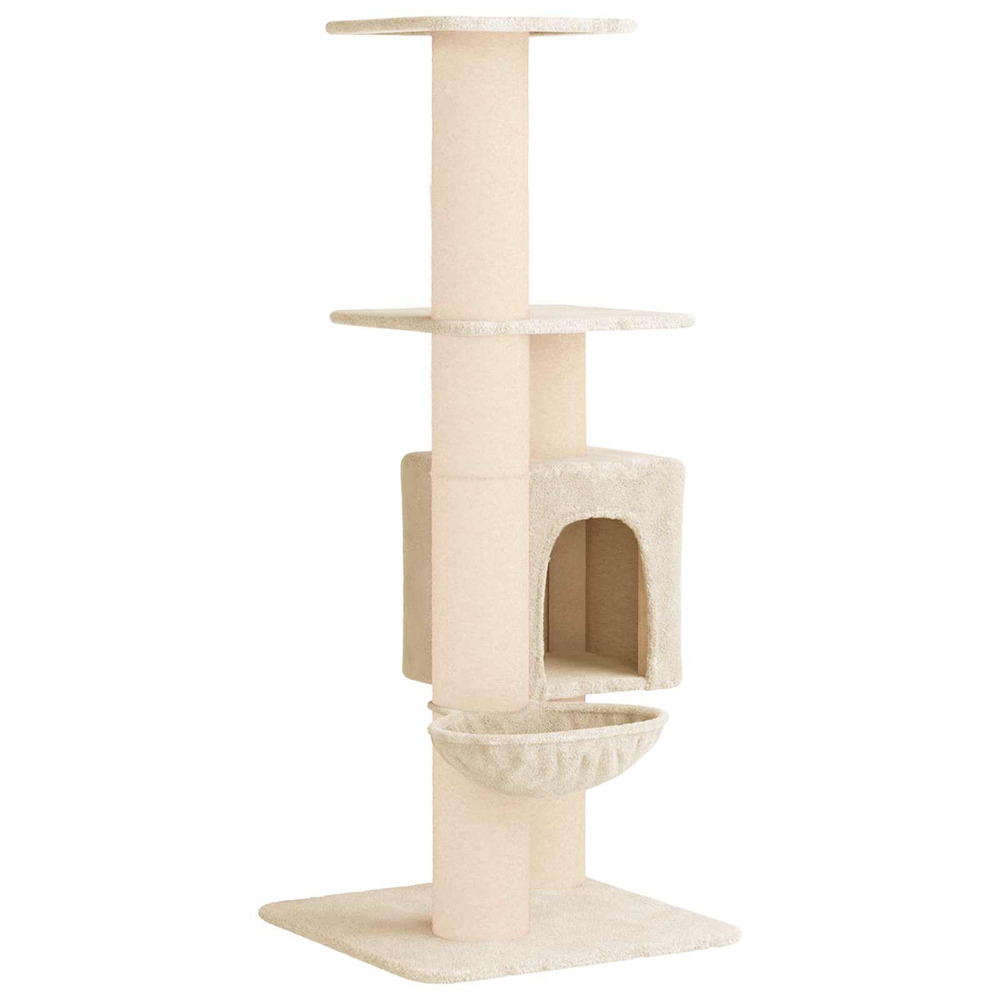 Arbre à chat avec poteaux à griffer en sisal crème 137 cm