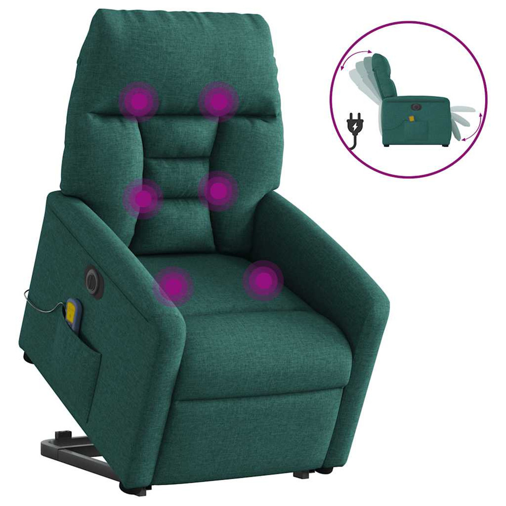 Fauteuil inclinable de massage électrique vert foncé tissu