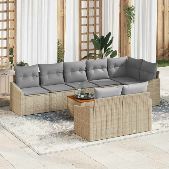 Ensemble de canapé de jardin 9 pcs beige et gris clair