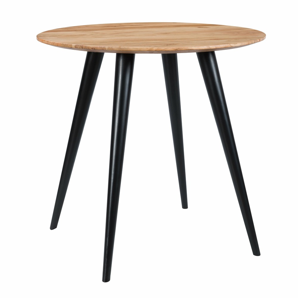 Modasa-table ronde 2 personnes en acacia et pieds en métal d80 cm