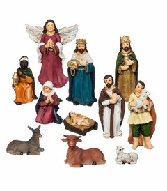 Déco de crèche de noël set de 11 santons en résine