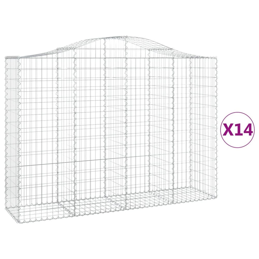 Paniers à gabions arqués 14 pcs 200x50x140/160 cm fer galvanisé