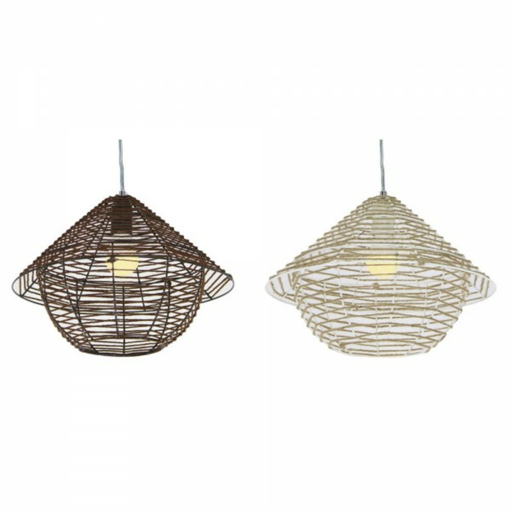 Suspension blanc marron noir naturel métal corde plastique 50 w 220 v urbaine 38 x 38 x 27 cm (2 unités)