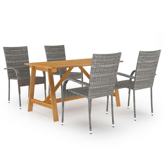 Ensemble à manger de jardin 5 pcs gris