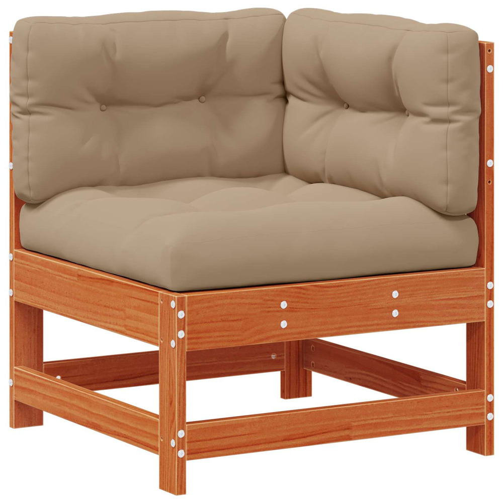 Canapé d'angle de jardin pin massif brun ciré