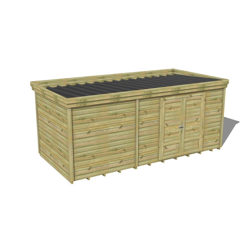 Abri de jardin bois pin traité autoclave 27mm - 5,99x2,64m / 16m2 - bac acier - plancher bois
