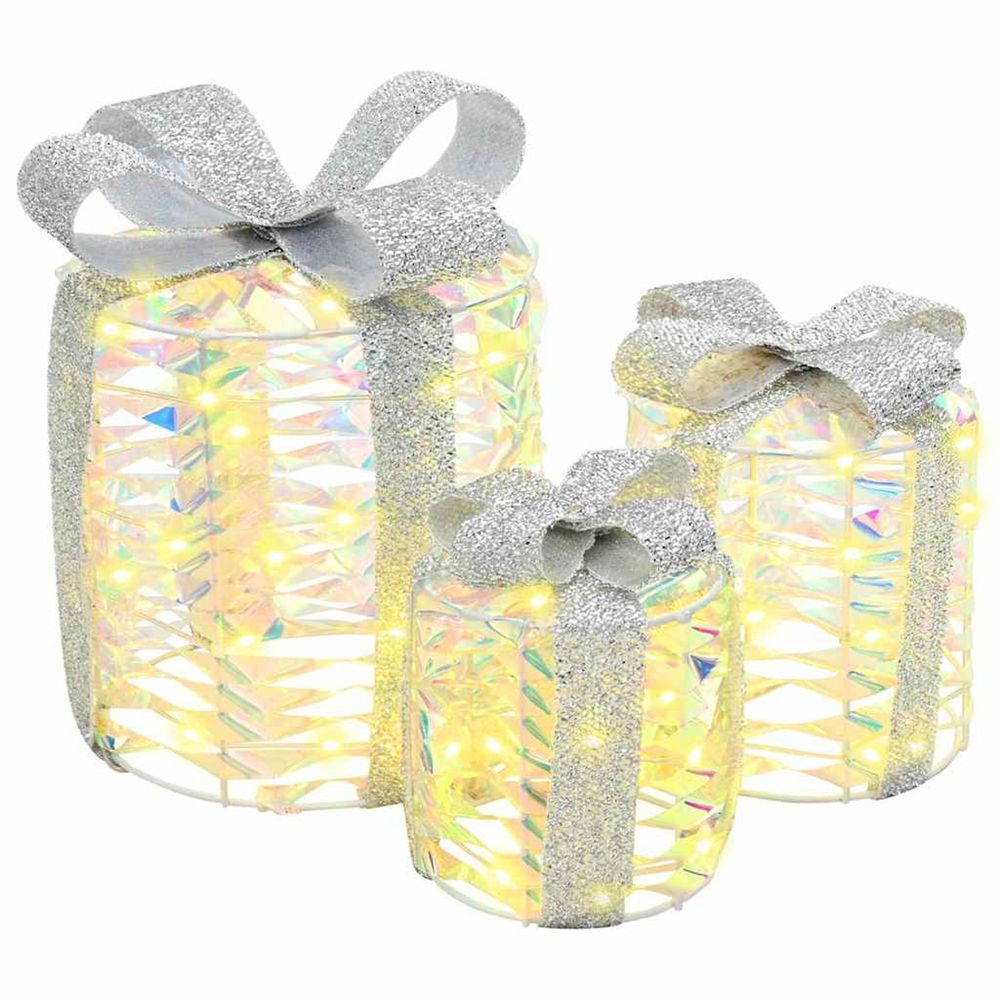 Décoration de boîte cadeau 3 pc blanc chaud 20 x 20 x 20 cm pet