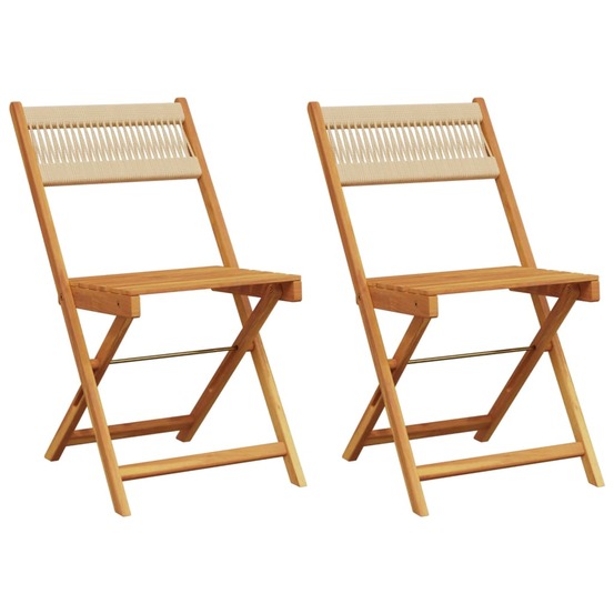 Chaises de bistrot lot de 2 beige bois d'acacia et corde