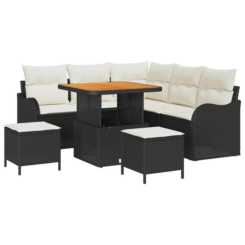 Ensemble de canapé de jardin 8 pc noir polyrotin