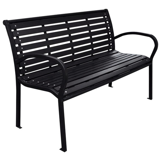 Banc de jardin noir 116 cm acier et wpc
