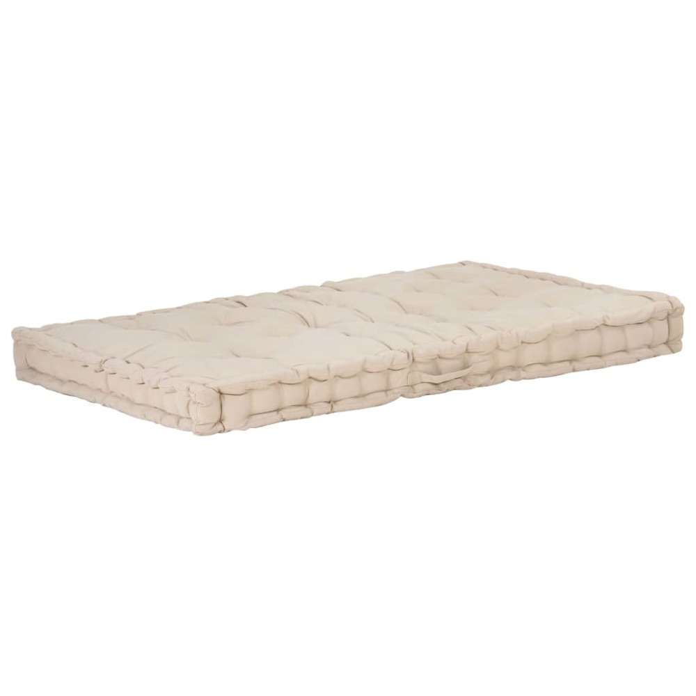 Coussin de plancher de palette coton 120x80x10 cm beige