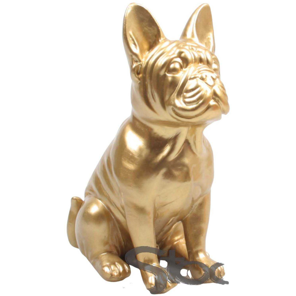 Bouledogue français en résine 20 cm doré