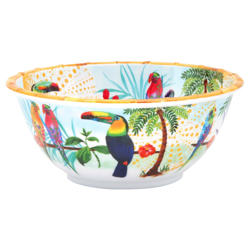 Grand saladier profond en mélamine pure - 25 cm - toucans de rio