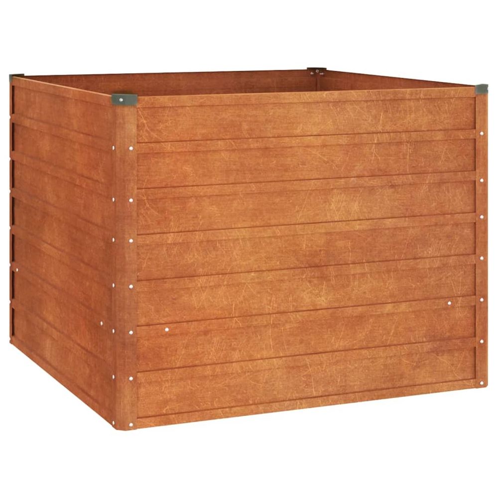 Lit surélevé de jardin rouillé 100x100x77 cm acier corten