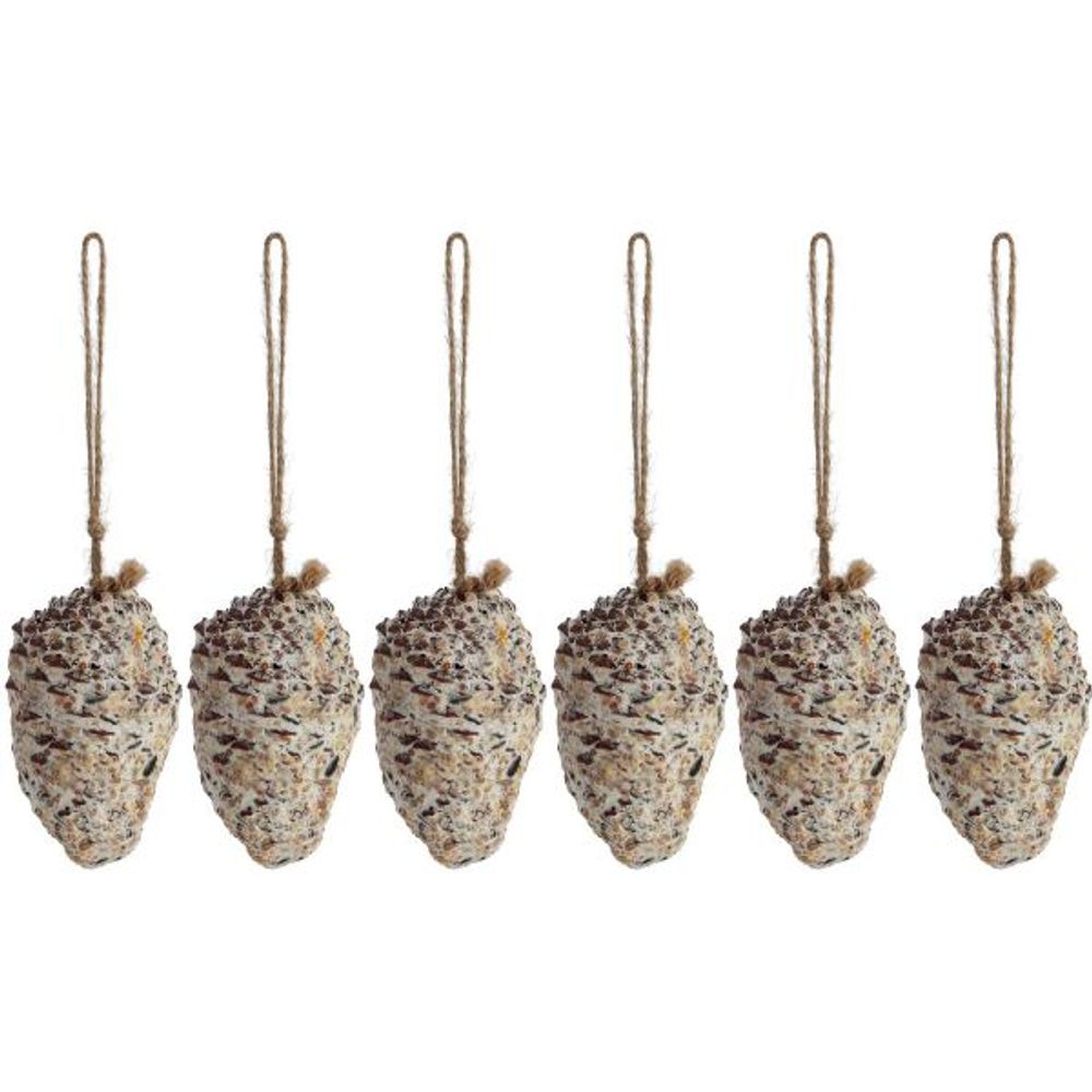 Pomme de pin fourrée de graines et graisse pour oiseaux lot de 6