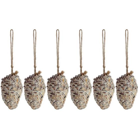 Pomme de pin fourrée de graines et graisse pour oiseaux lot de 6