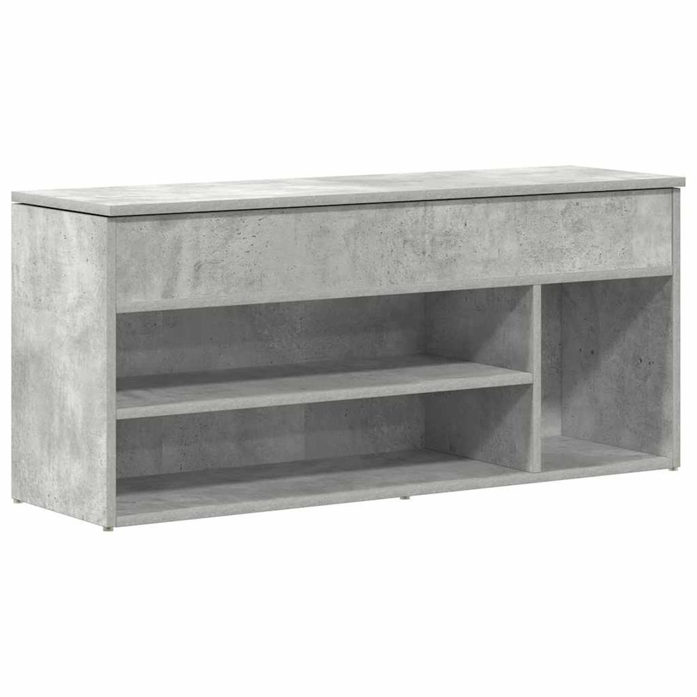 Banc à chaussures gris béton 102x30,5x45 cm bois d'ingénierie